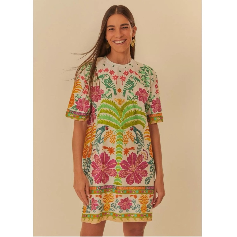 FARM Rio from Brazil Summer Oasis T-shirt  Dress Size S NWT
